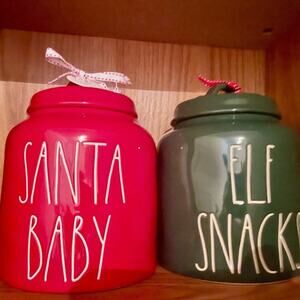 Rae Dunn christmas cookie jar Set of 2